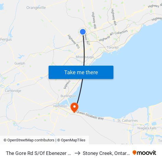 The Gore Rd S/Of Ebenezer Rd to Stoney Creek, Ontario map