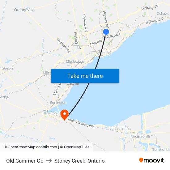 Old Cummer Go to Stoney Creek, Ontario map