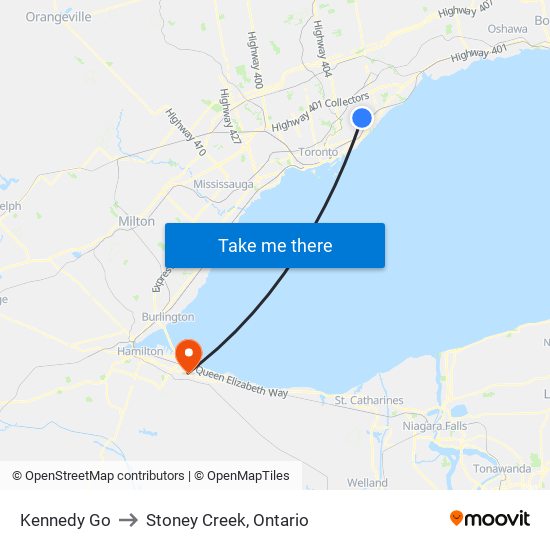 Kennedy Go to Stoney Creek, Ontario map