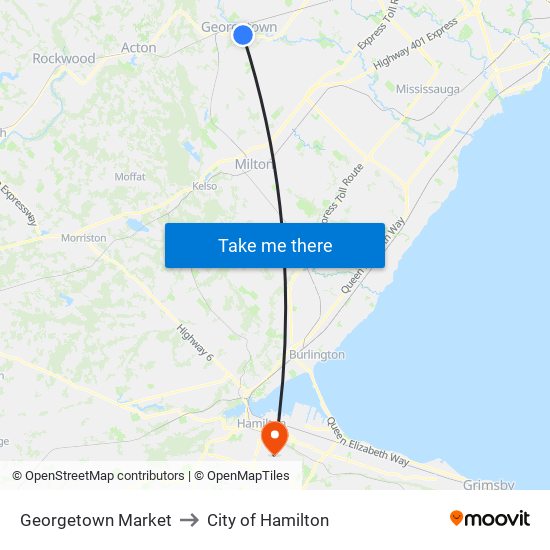 Georgetown Market to City of Hamilton map