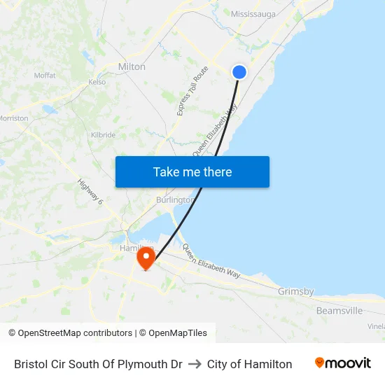 Bristol Cir South Of Plymouth Dr to City of Hamilton map