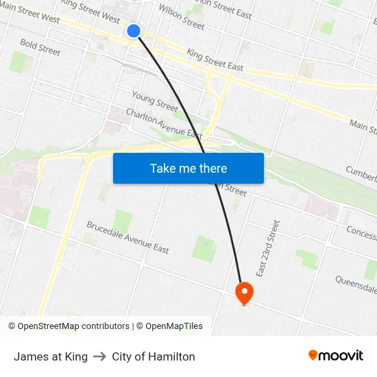 James at King to City of Hamilton map
