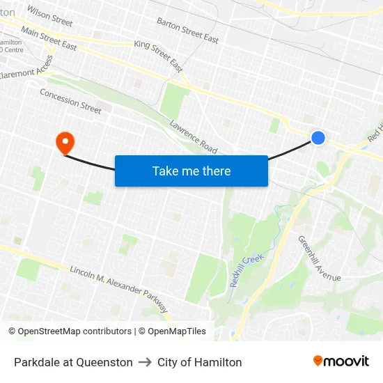 Parkdale at Queenston to City of Hamilton map
