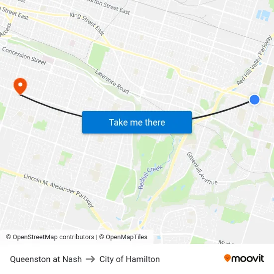 Queenston at Nash to City of Hamilton map