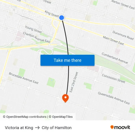 Victoria at King to City of Hamilton map
