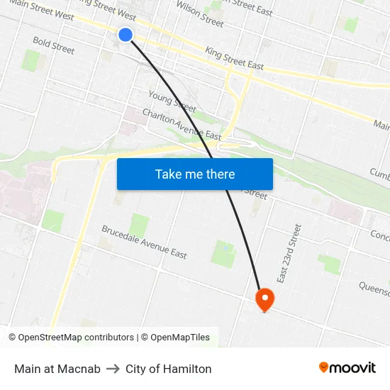 Main at Macnab to City of Hamilton map