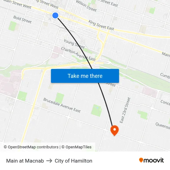 Main at Macnab to City of Hamilton map