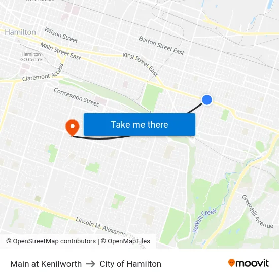Main at Kenilworth to City of Hamilton map