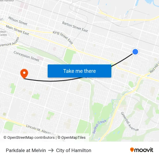 Parkdale at Melvin to City of Hamilton map