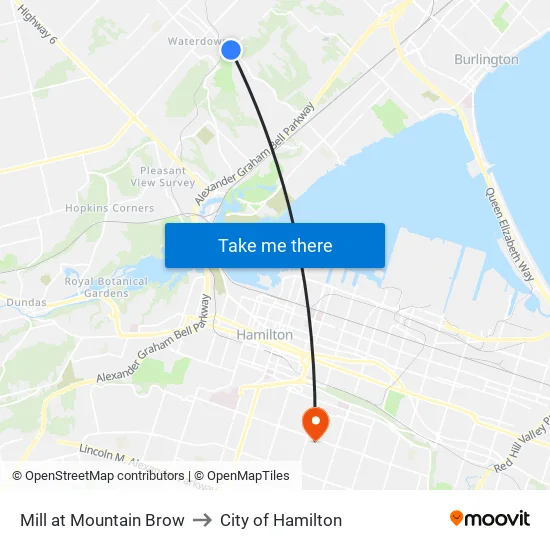 Mill at Mountain Brow to City of Hamilton map