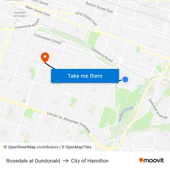 Rosedale at Dundonald to City of Hamilton map