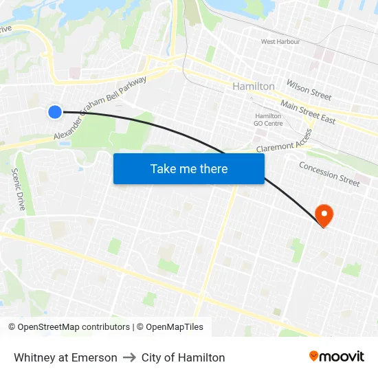 Whitney at Emerson to City of Hamilton map