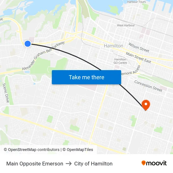 Main Opposite Emerson to City of Hamilton map