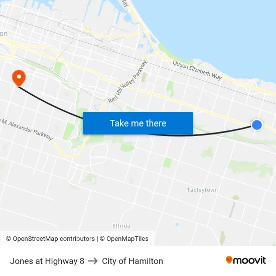 Jones at Highway 8 to City of Hamilton map