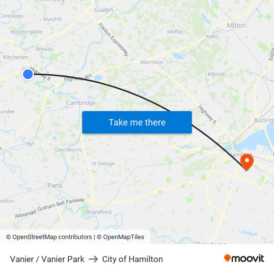 Vanier / Vanier Park to City of Hamilton map