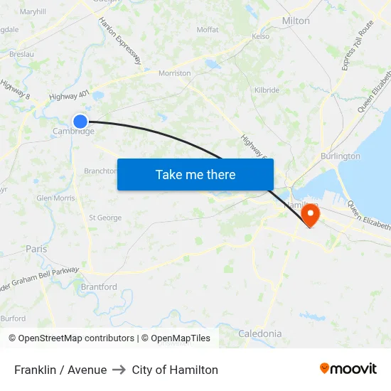 Franklin / Avenue to City of Hamilton map