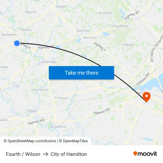 Fourth / Wilson to City of Hamilton map