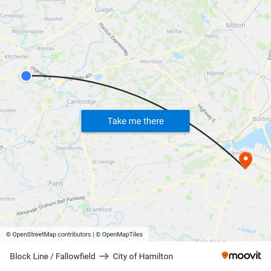 Block Line / Fallowfield to City of Hamilton map