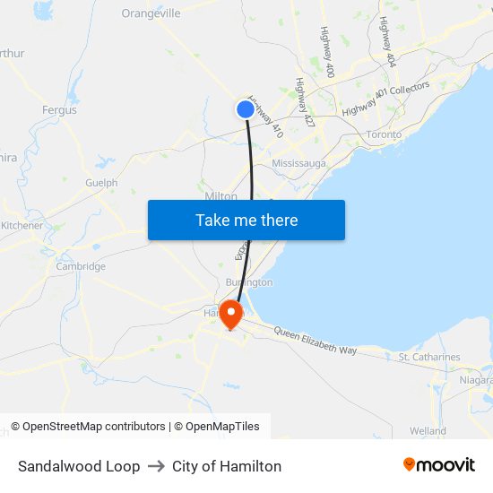 Sandalwood Loop to City of Hamilton map