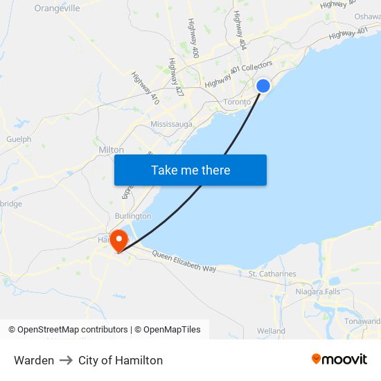 Warden to City of Hamilton map