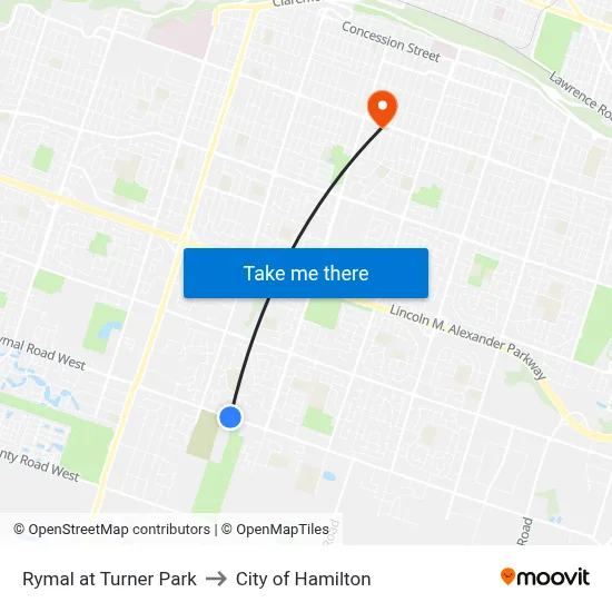Rymal at Turner Park to City of Hamilton map