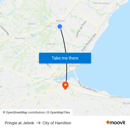 Pringle at Jelinik to City of Hamilton map