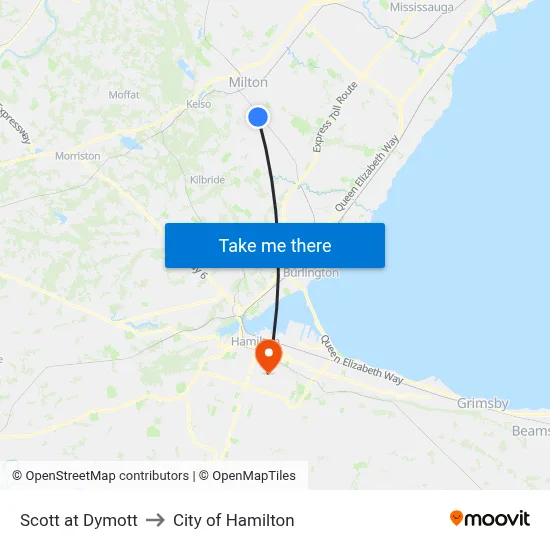 Scott at Dymott to City of Hamilton map