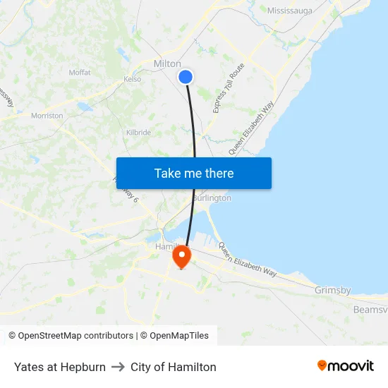 Yates at Hepburn to City of Hamilton map