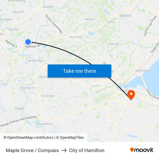 Maple Grove / Compass to City of Hamilton map
