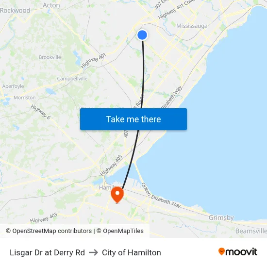 Lisgar Dr at Derry Rd to City of Hamilton map