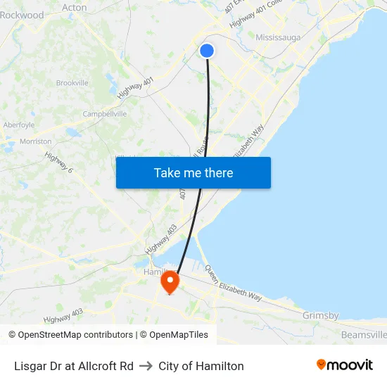 Lisgar Dr at Allcroft Rd to City of Hamilton map