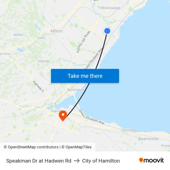 Speakman Dr at Hadwen Rd to City of Hamilton map