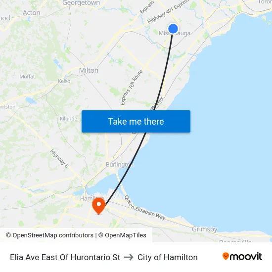 Elia Ave East Of Hurontario St to City of Hamilton map