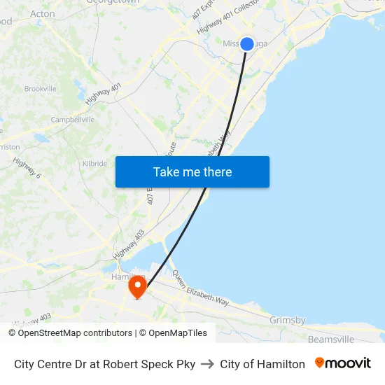 City Centre Dr at Robert Speck Pky to City of Hamilton map