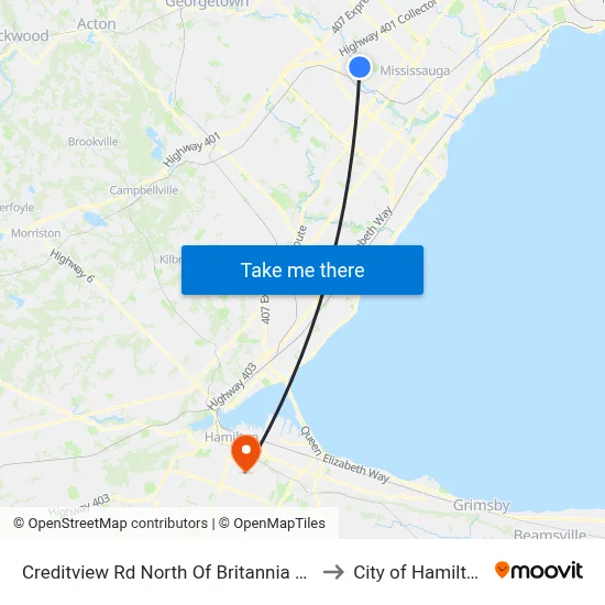 Creditview Rd North Of Britannia Rd to City of Hamilton map
