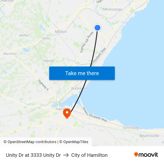 Unity Dr at 3333 Unity Dr to City of Hamilton map