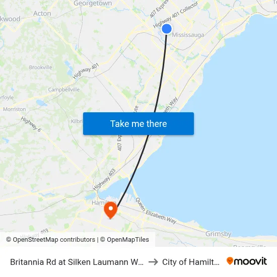 Britannia Rd at Silken Laumann Way to City of Hamilton map