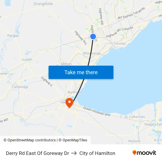 Derry Rd East Of Goreway Dr to City of Hamilton map