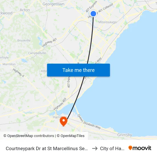 Courtneypark Dr at St Marcellinus Secondary School to City of Hamilton map