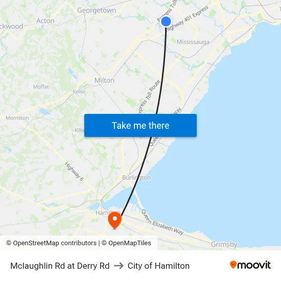 Mclaughlin Rd at Derry Rd to City of Hamilton map