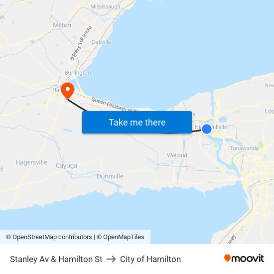 Stanley Av & Hamilton St to City of Hamilton map