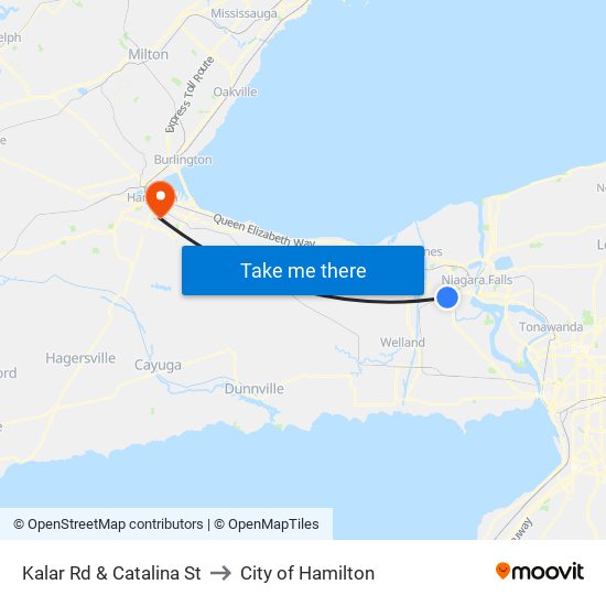 Kalar Rd & Catalina St to City of Hamilton map