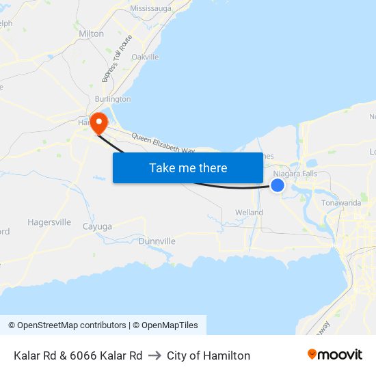 Kalar Rd & 6066 Kalar Rd to City of Hamilton map