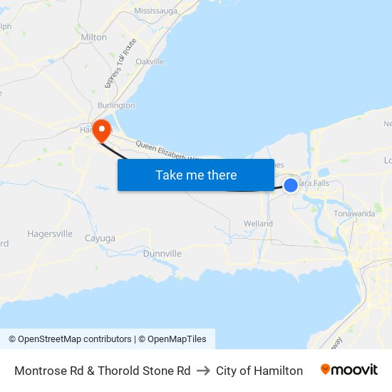 Montrose Rd & Thorold Stone Rd to City of Hamilton map