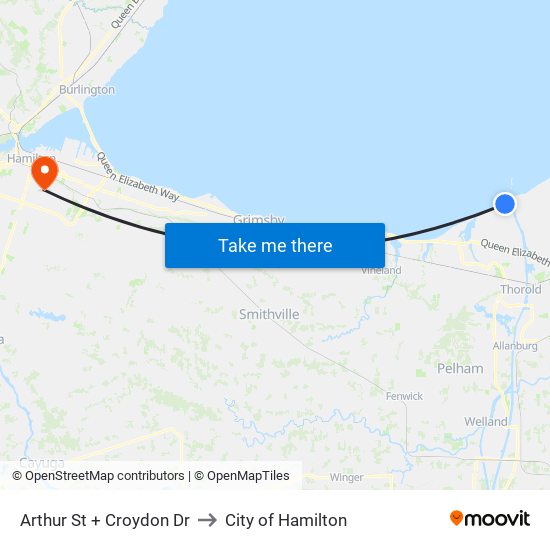 Arthur St + Croydon Dr to City of Hamilton map