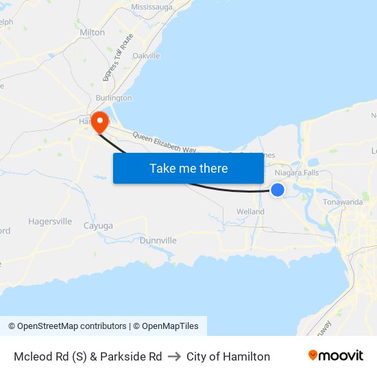 Mcleod Rd (S) & Parkside Rd to City of Hamilton map