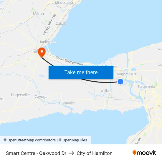 Smart Centre - Oakwood Dr to City of Hamilton map