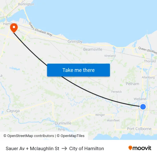 Sauer Av + Mclaughlin St to City of Hamilton map