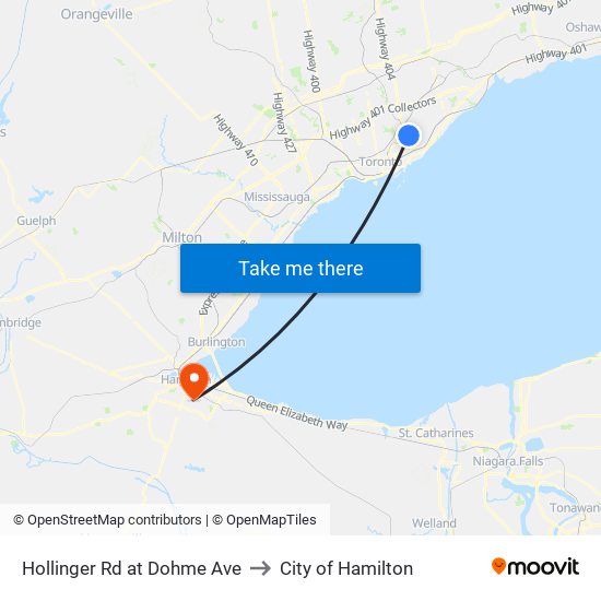 Hollinger Rd at Dohme Ave to City of Hamilton map