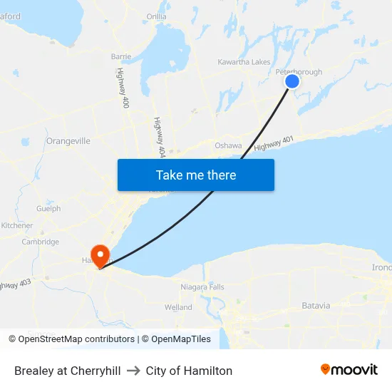 Brealey at Cherryhill to City of Hamilton map